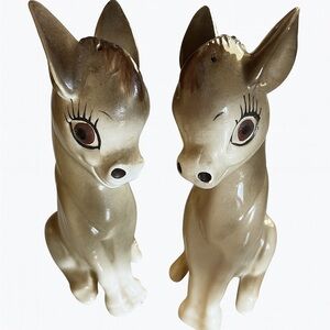 Vintage Donkey Salt & Pepper Shakers Hand Painted Japan
